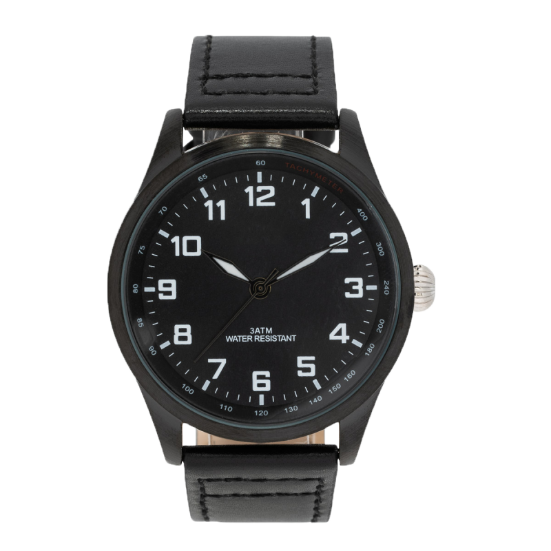 Horloge Pilot Tachy Bl Zwart leder