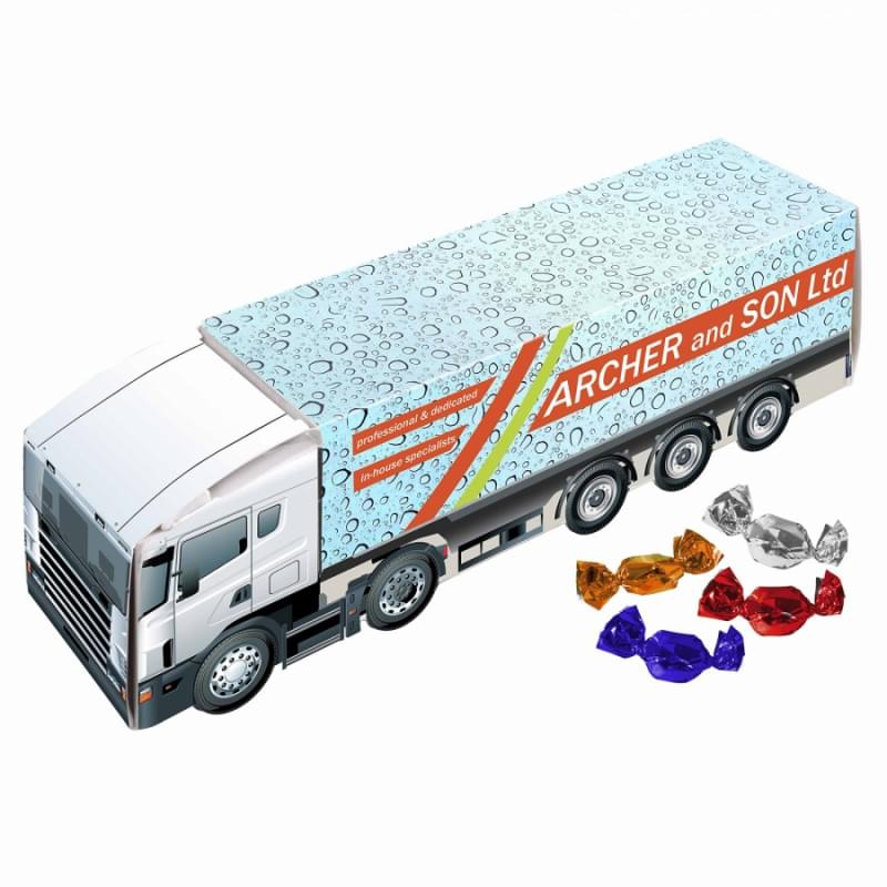 Vrachtwagen gevuld met snoep
