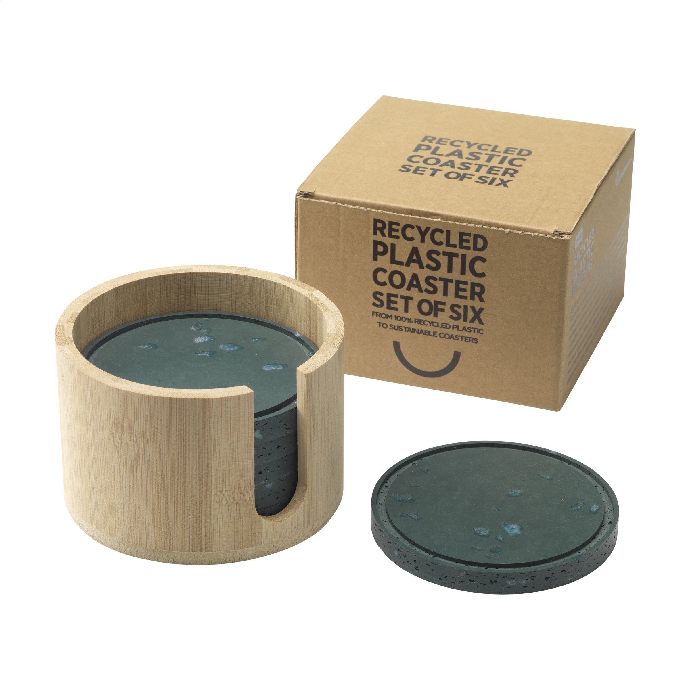 Recycled Plastic Coaster Set onderzetters bedrukken? Voordelig & snel
