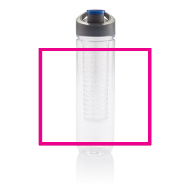 Waterfles fruitinfuser 800 ml - tritan - met draaglus - Bedrukking rondom full color Waterfles fruitinfuser 800 ml - tritan - met draaglus - Bedrukking rondom full color