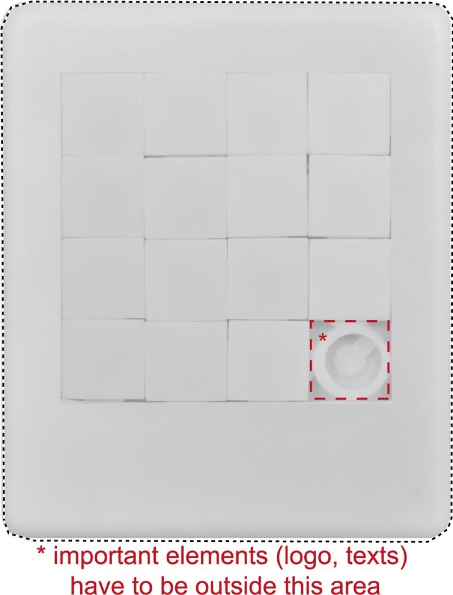 Diver schuifpuzzel - kunststof - 90 x 75 mm - rechthoek - Front pd (digitale bedrukking)