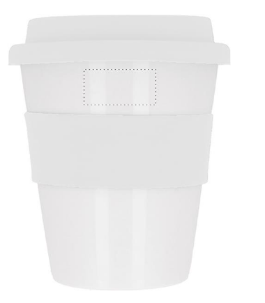 Beker 350ml - PP - met gekleurde siliconen deksel en gripband - Bedrukking