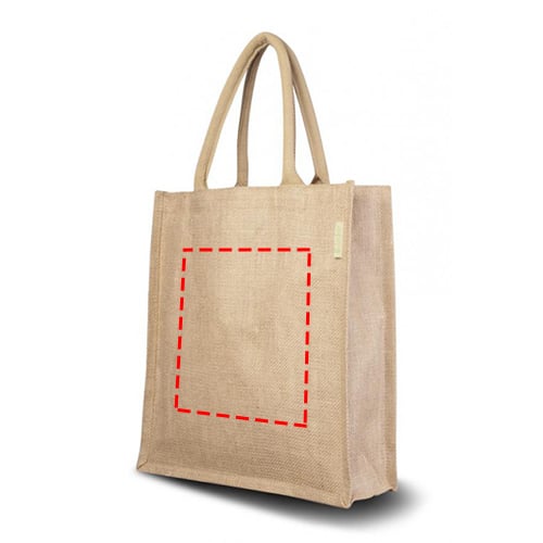 Trendy tas 35 x 31 x 10 cm - jute/katoen - gewatteerde handvatten - Voorzijde