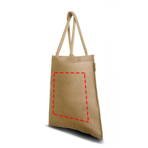 Beurstas 42 x 38 cm - jute/katoen - lange gewatteerde katoen hengsels - Voorzijde Beurstas 42 x 38 cm - jute/katoen - lange gewatteerde katoen hengsels - Voorzijde