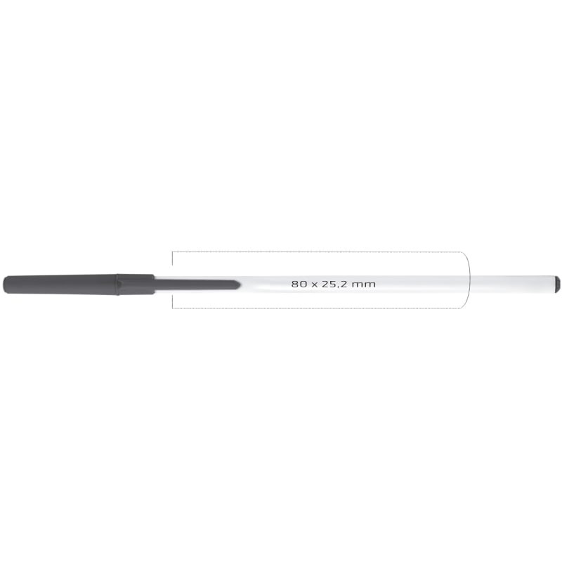 BIC® Round stic® balpen - kunststof - zwarte, blauwe inkt - losse dop - Bedrukking (Full color)