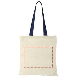 Nevada draagtas - katoen - 100g/m² - 38 x 42 cm - lange gekleurde hengsels - Full color (bij kleine opdruk is dit max 100cm2, oftewel 100 x 100 mm binnen dit vlak)