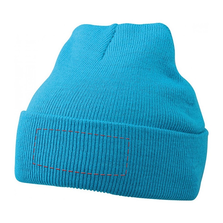 Daiber gebreide beanie - acryl - tweelaags - met omslag - Borduring