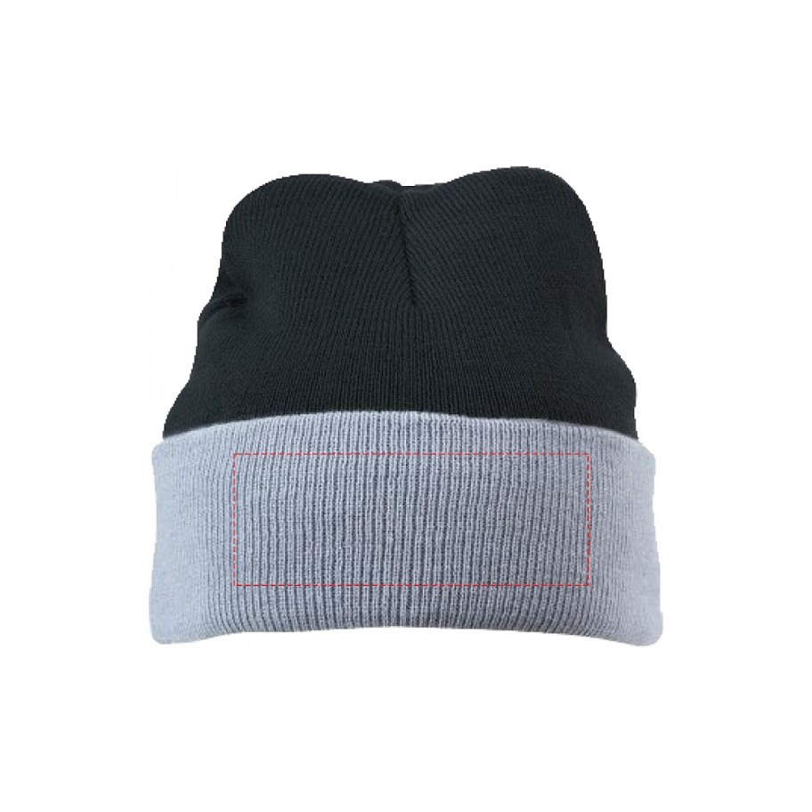 Daiber gebreide muts - acryl - tweelaags - gekleurde omslag rand - Borduring