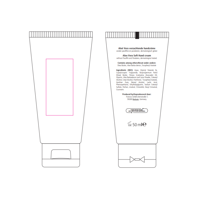 handcrème - 50 ml - verzachtend - Bedrukking