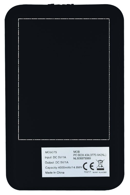 Solarflat powerbank - 4.000mAh - zonne-energie - Bedrukking achterkant