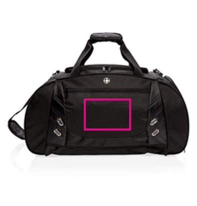 Swiss Peak sporttas - 40L - polyester - schoenenvak - quick-stash vak - Bedrukking voorzijde Swiss Peak sporttas - 40L - polyester - schoenenvak - quick-stash vak - Bedrukking voorzijde