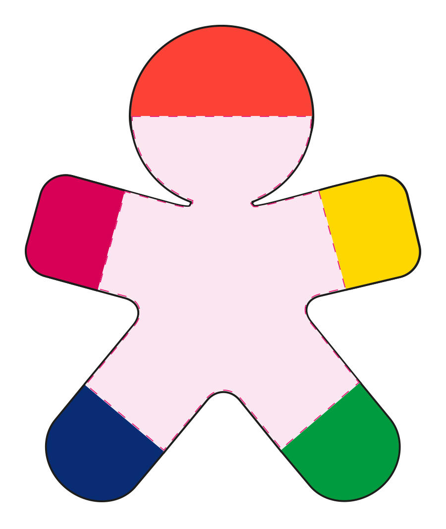 Markeerstift mens - ABS - 5 kleuren - Achterzijde