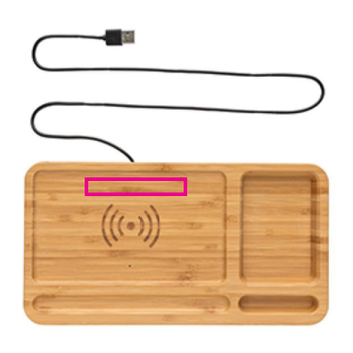 Desk organizer oplader - 5W - bamboe - draadloos - Bedrukking