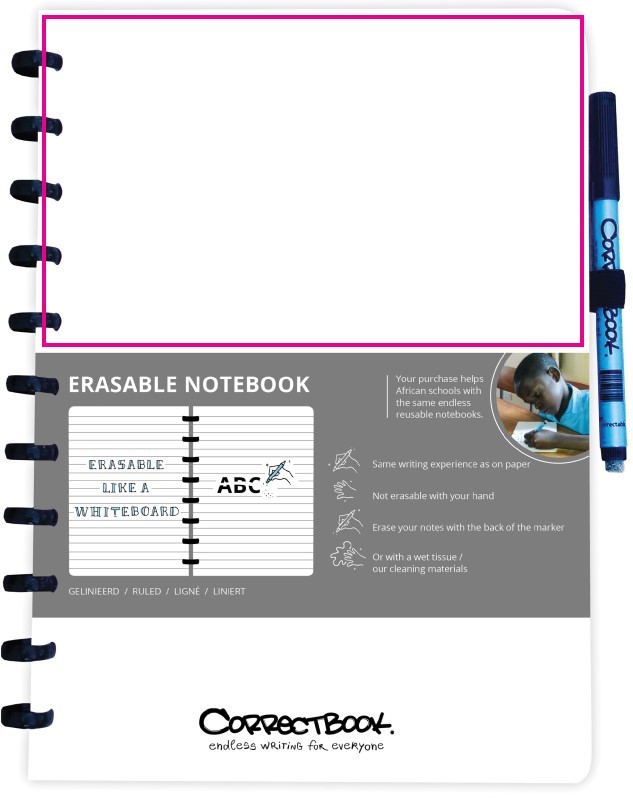 Correctbook original notitieboek - A4 - uitwisbaar - met pen - blanco of gelinieerd - Bedrukking 1 kleur