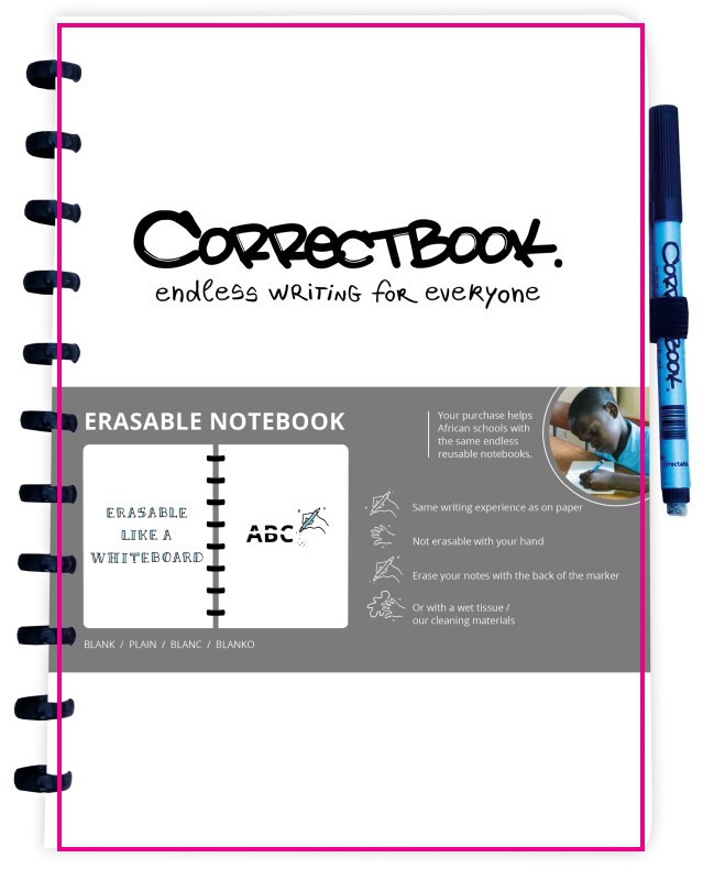 Correctbook original notitieboek - A4 - uitwisbaar - met pen - blanco of gelinieerd - Bedrukking Full color