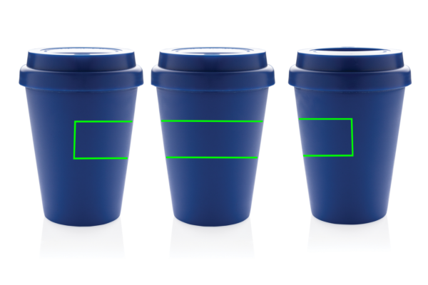 Herbruikbare beker 300ml - PP - dubbelwandig - met schroefdeksel - Bedrukking 1 kleur rondom