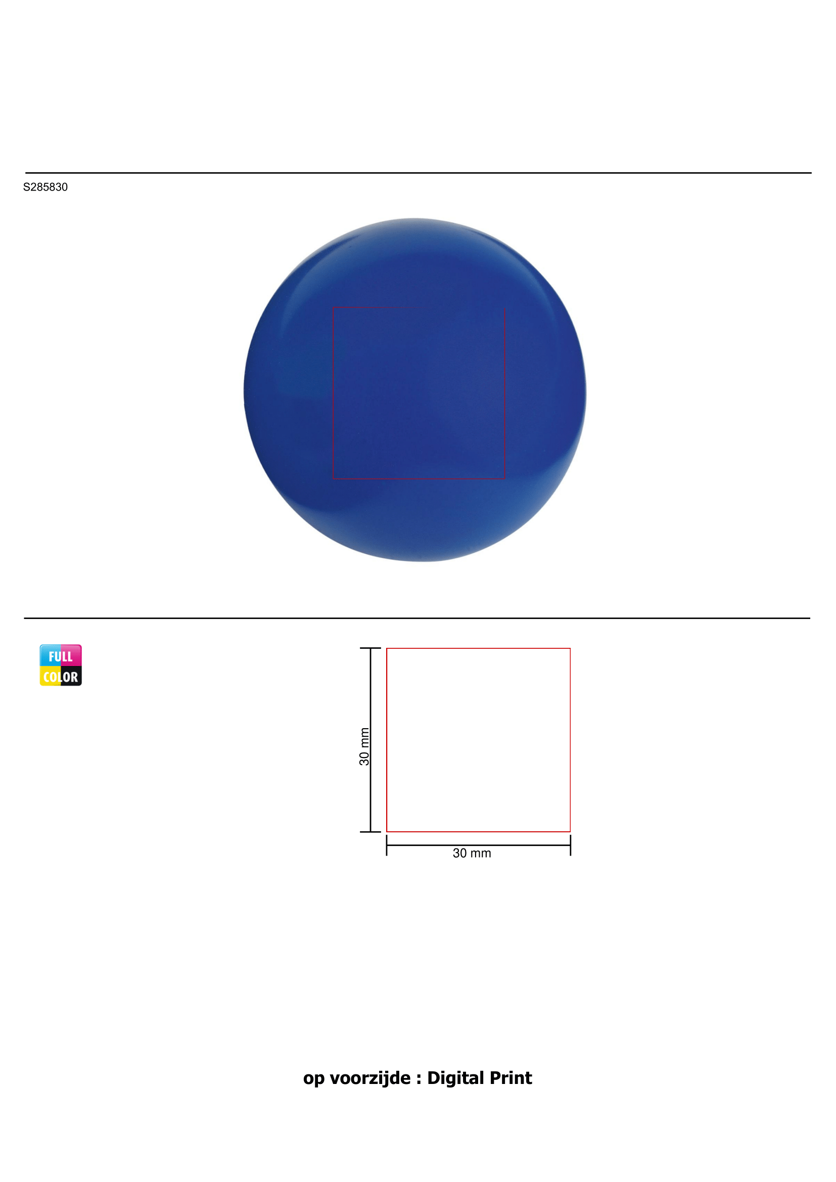 anti-stress bal - bol - Ø 6,3 cm - kunststof - Bedrukking