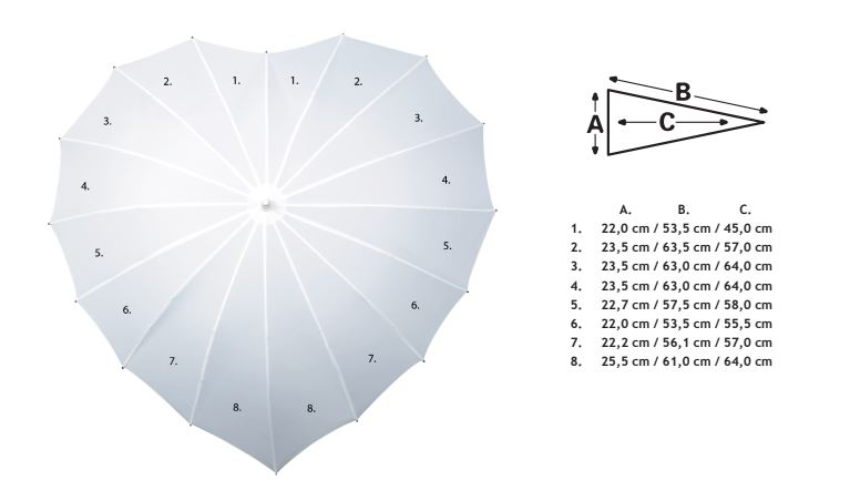 Falcone® hartvormige paraplu - Ø 110 cm - handopening - windproof - Bedrukking