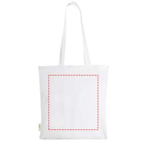 Orissa draagtas - organisch katoen - 100g/m² - 38 x 42 cm - lange hengsels - Bedrukking achterzijde