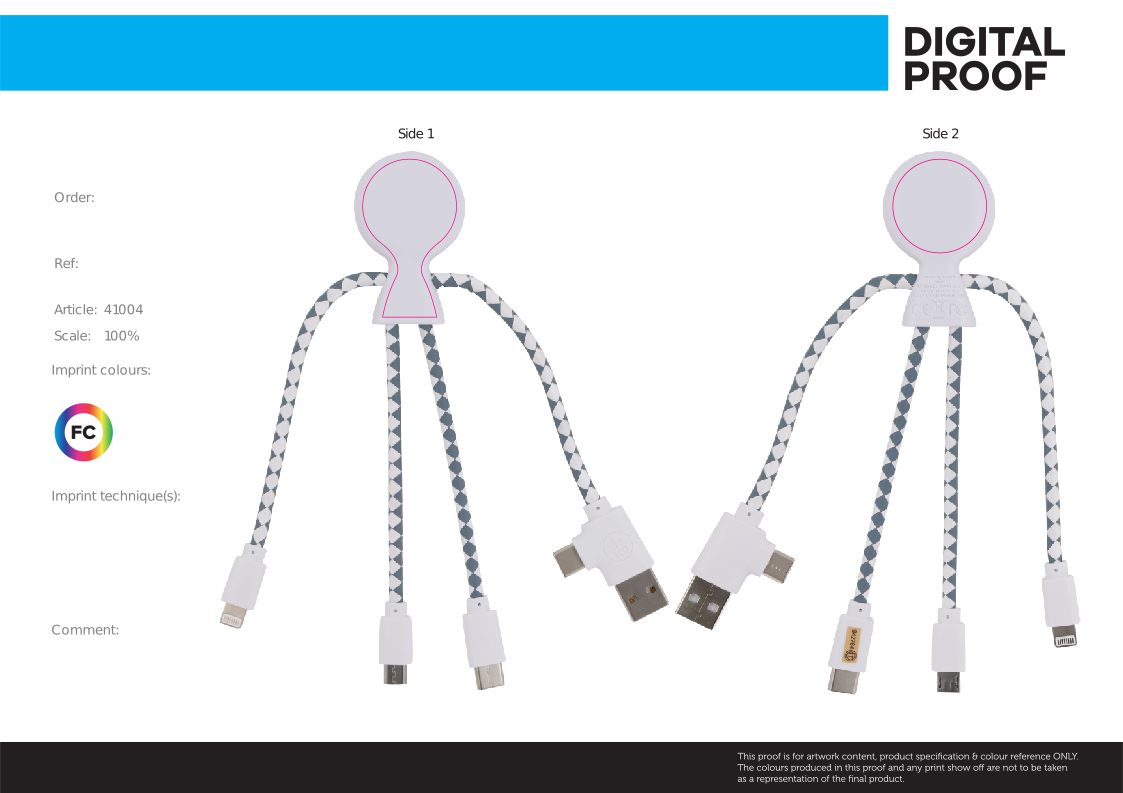 Xoopar Mr Bio oplaadkabel - rPC - 3 verschillende connectoren - Bedrukking