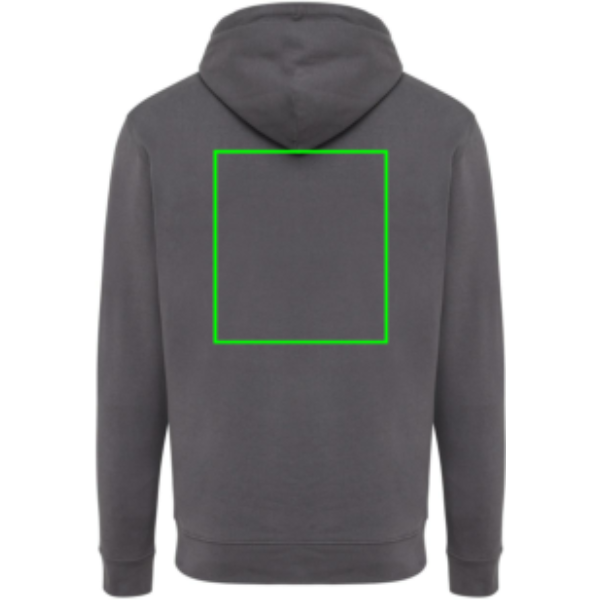Iqoniq Jasper hoodie - unisex - gerecycled katoen - 340 g/m² - Bedrukking achterzijde