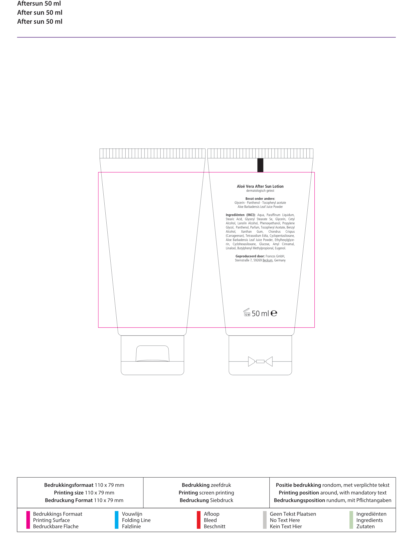 Aftersun 50 ml - Bedrukking