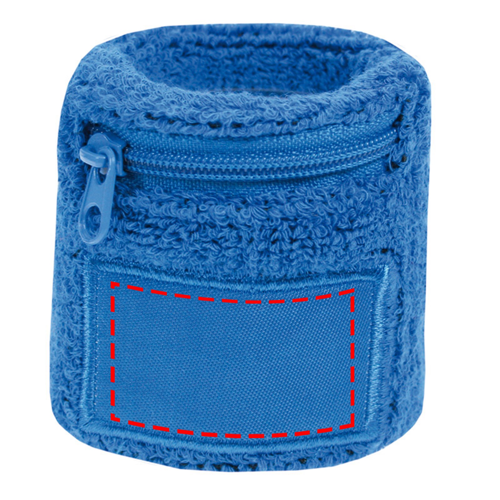 Zweetbandje - katoen - 5.3 x 3 cm - ritsvakje - met label - Bedrukking Zweetbandje - katoen - 5.3 x 3 cm - ritsvakje - met label - Bedrukking
