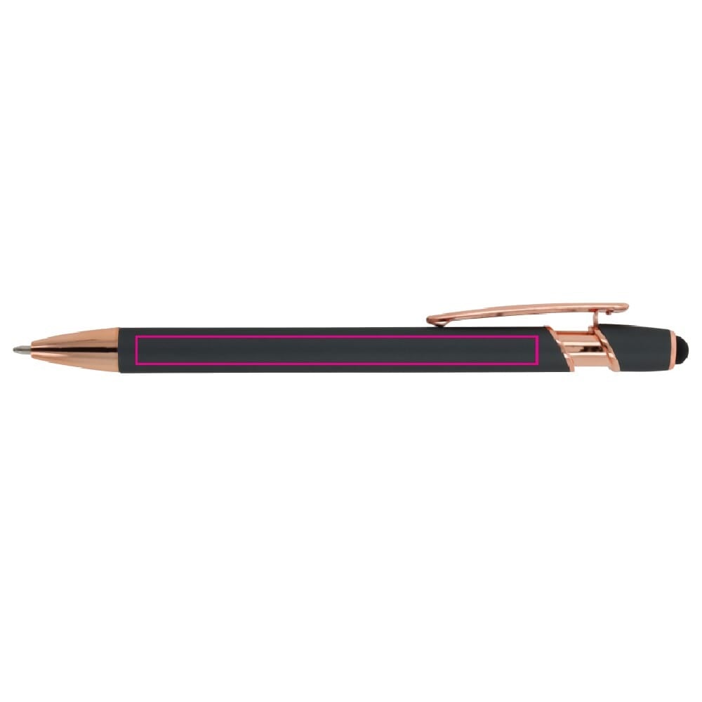 Paris stylus balpen - rose gold metaal - blauwe inkt - soft touch afwerking - Full color 270 of 90 graden van de clip