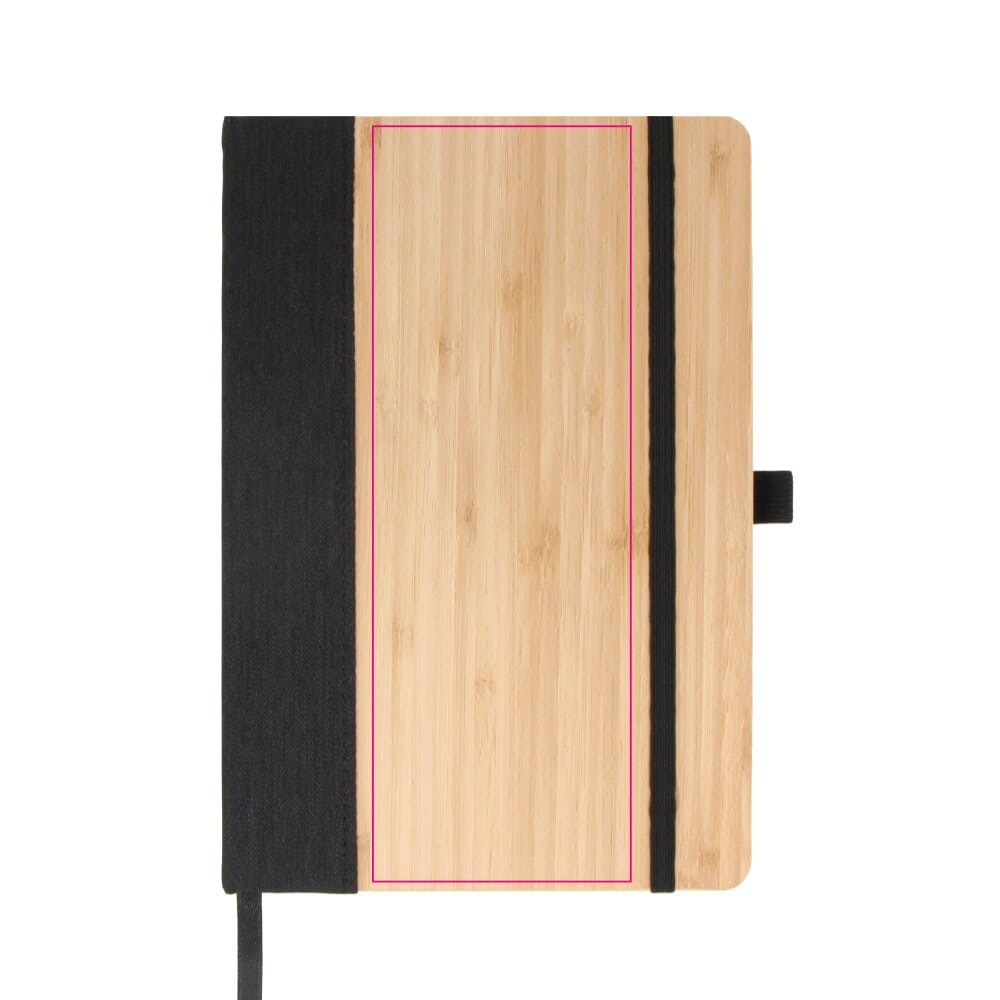 Notitieboek - A5 - bamboe/rPET polyester - 80 vellen - met elastieksluiting en lint - Full color