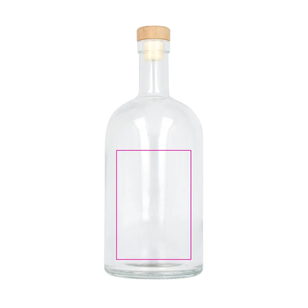 Waterfles 1000 ml - glas - houten dop - Gravering