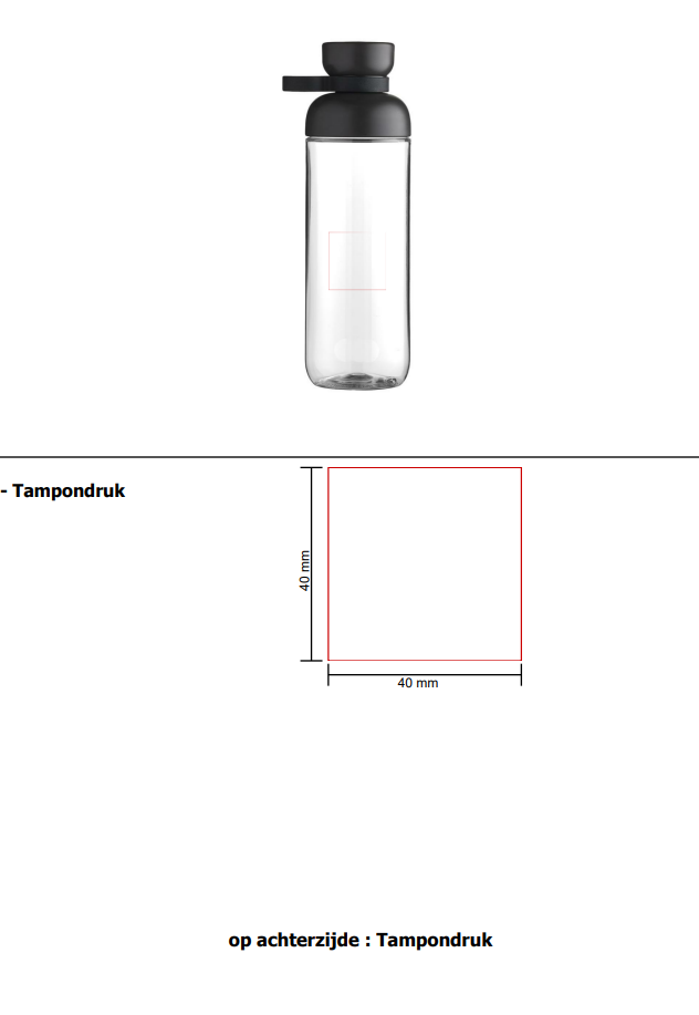 Mepal waterfles Vita 700 ml - tritan - schroefdop - Achterzijde