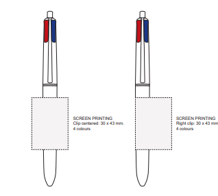 BIC® 4 Colours® Pastel balpen - kunststof - Houder gecentreerd of rechts van de clip