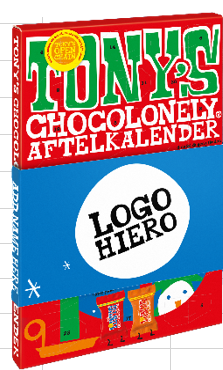 Tony's Chocolonely adventskalender klein - 24 Tiny Tony's - melk en karamel zeezout - zonder wikkel - Sleeve bedrukking