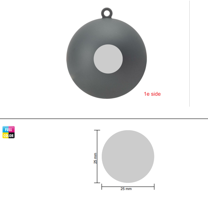 Kerstbal Ø 7 cm - gerecycled kunststof - Made in Europe - Bedrukking