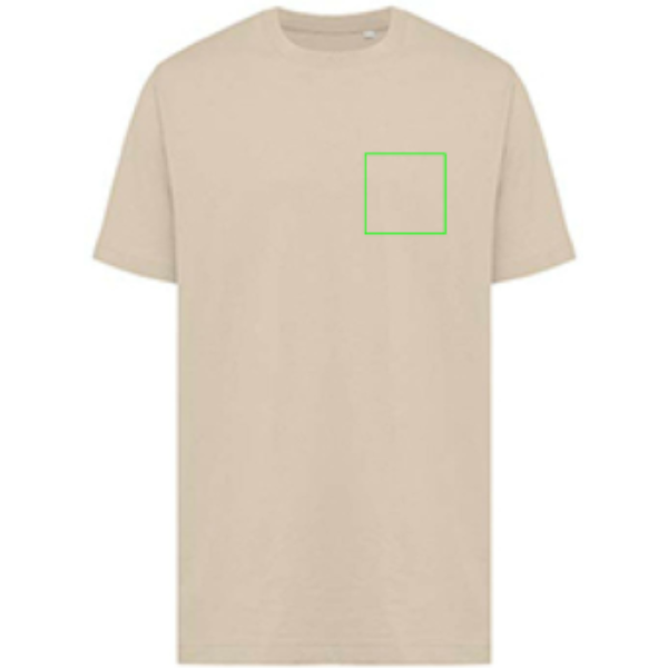 Iqoniq Kakadu t-shirt - unisex - gerecycled katoen - 180 g/m2 - relaxed fit - Bedrukking linkerborst