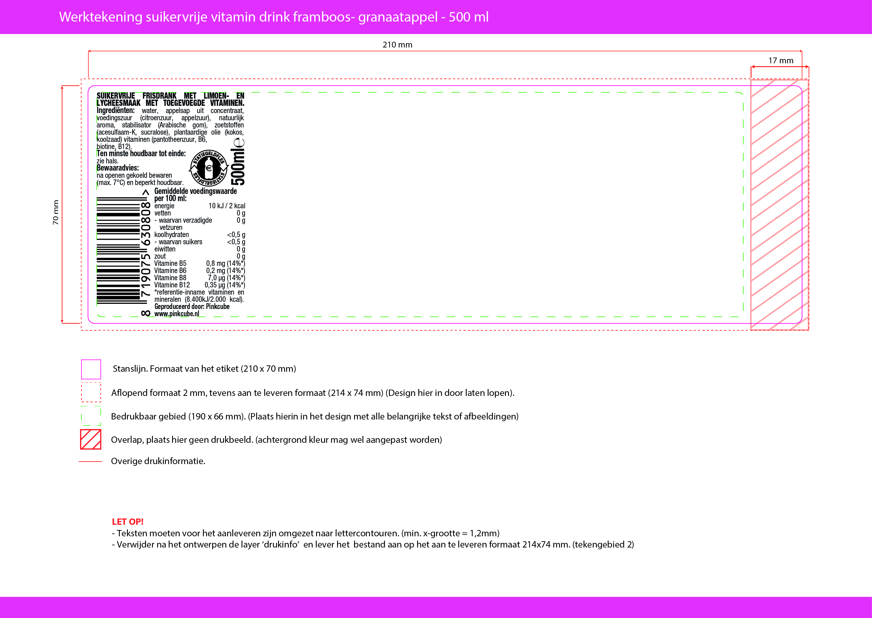 rPET flesje suikervrije vitaminedrink 500 ml - diverse smaken - Limoen lychee rPET flesje suikervrije vitaminedrink 500 ml - diverse smaken - Limoen lychee