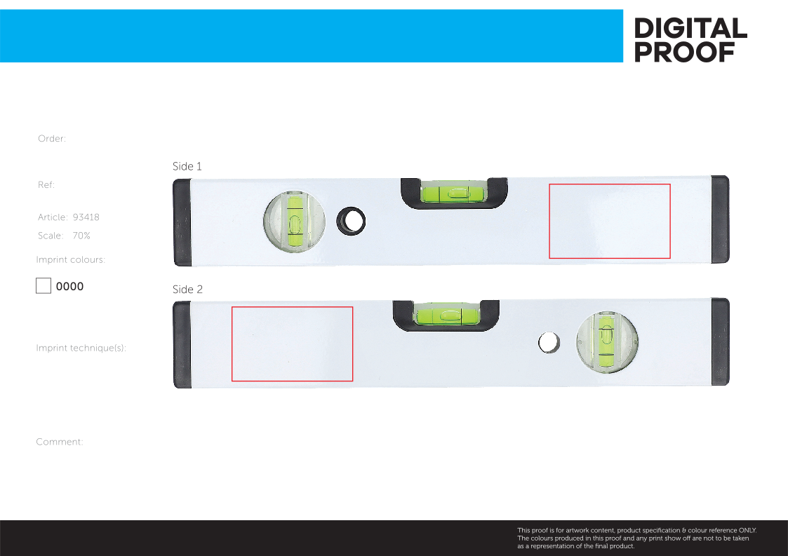 Waterpas - aluminium - 30cm - twee libellen - Bedrukking