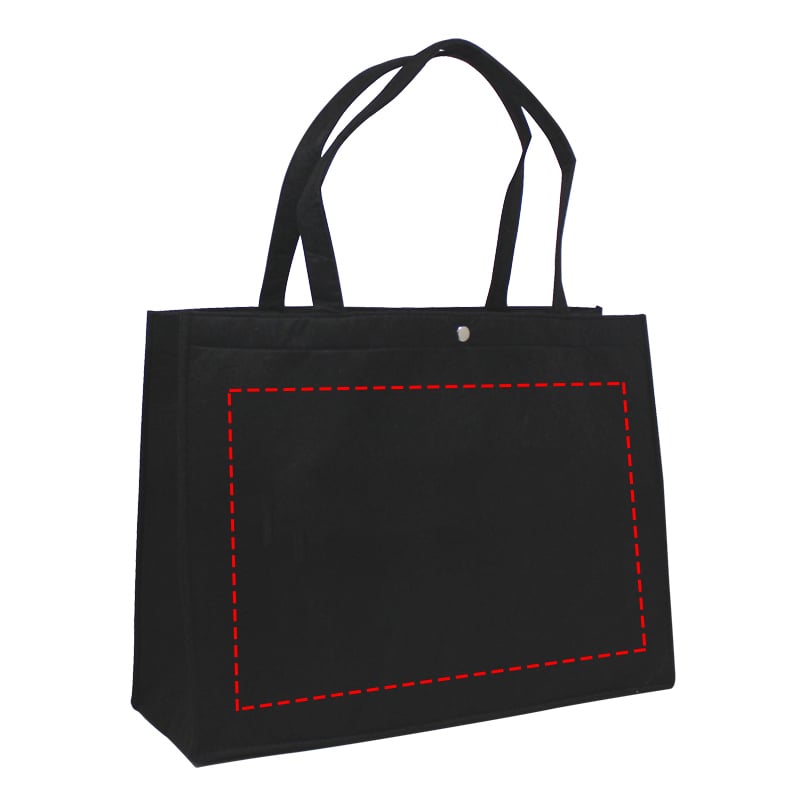 Draagtas - vilt - 45 x 33 cm - drukknoop sluiting - Voorzijde