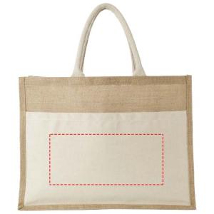 Mumbay draagtas 18 L - jute/canvas - 320 g/m² - Oeko-tex - groot hoofdvak - makkelijk toegankelijke voorvak - Bedrukking 1 t/m 3 kleuren