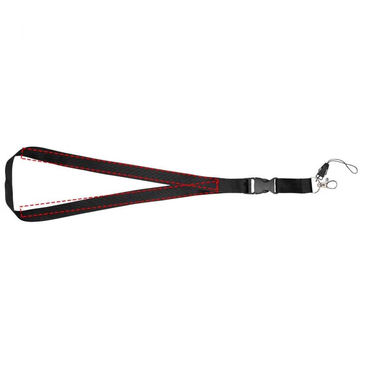 Sagan telefoonkoord - polyester - 20 mm - karabijnhaak - afneembare gesp - Beide banden logo in dezelfde richting