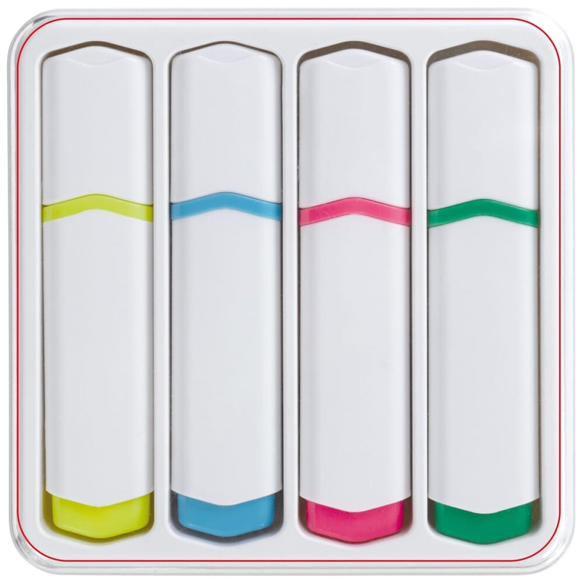 Tekstmarkers basic - 4 kleuren - set van 4 - op het doosje