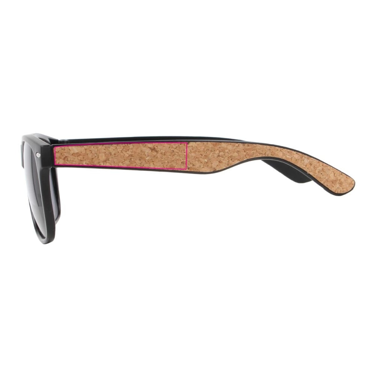 Justin zonnebril - gerecycled kunststof met kurk - UV400 - 1 cm vanaf schanier links