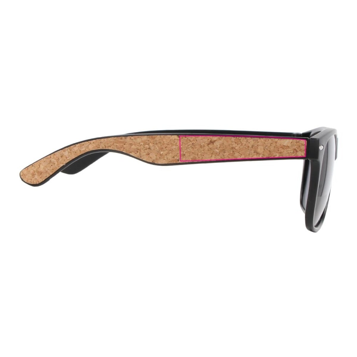 Justin zonnebril - gerecycled kunststof met kurk - UV400 - 1 cm vanaf schanier rechs
