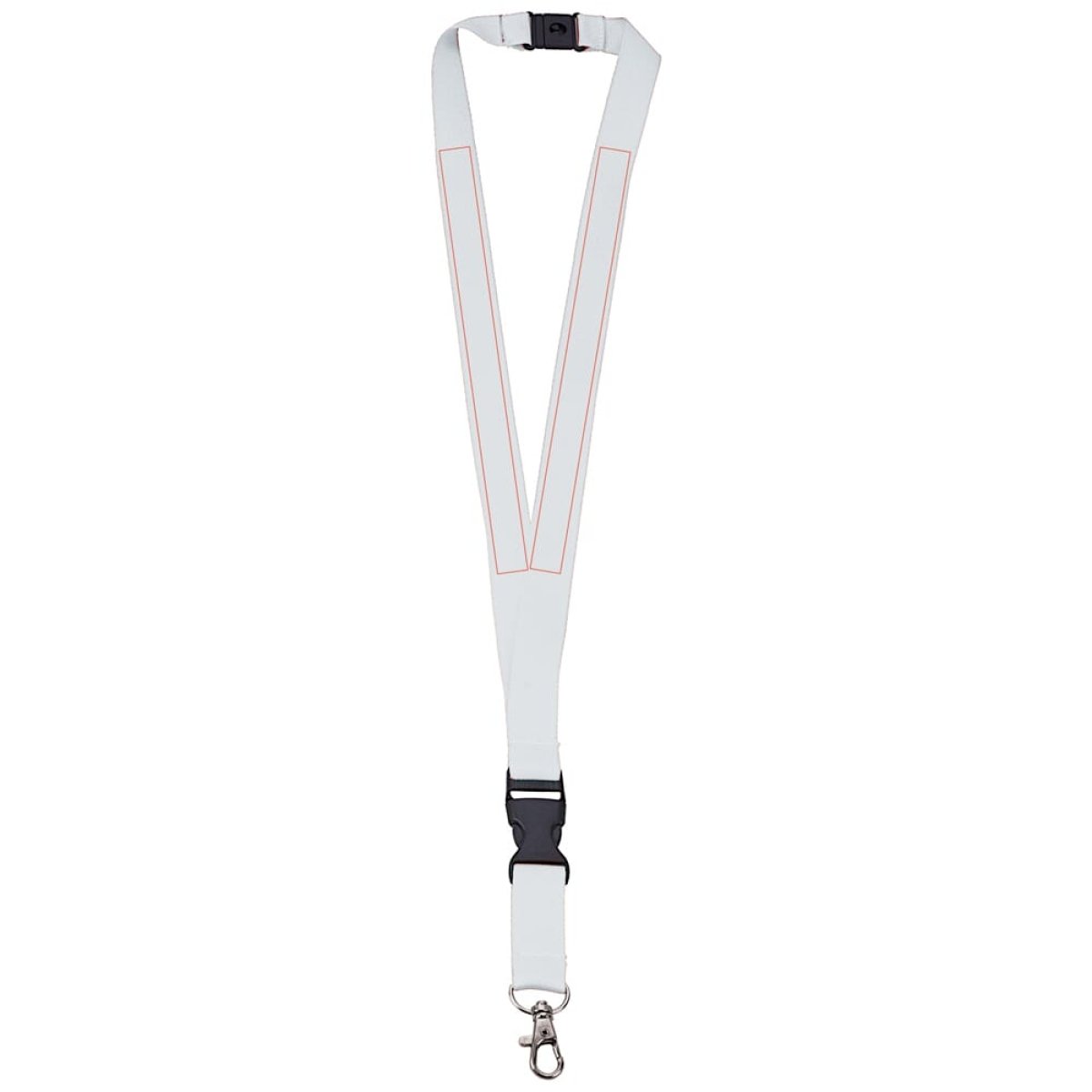 Keycord - polyester - 20 mm - veiligheidssluiting - karabijnhaak - afneembare gesp - voorkant (links en rechts)