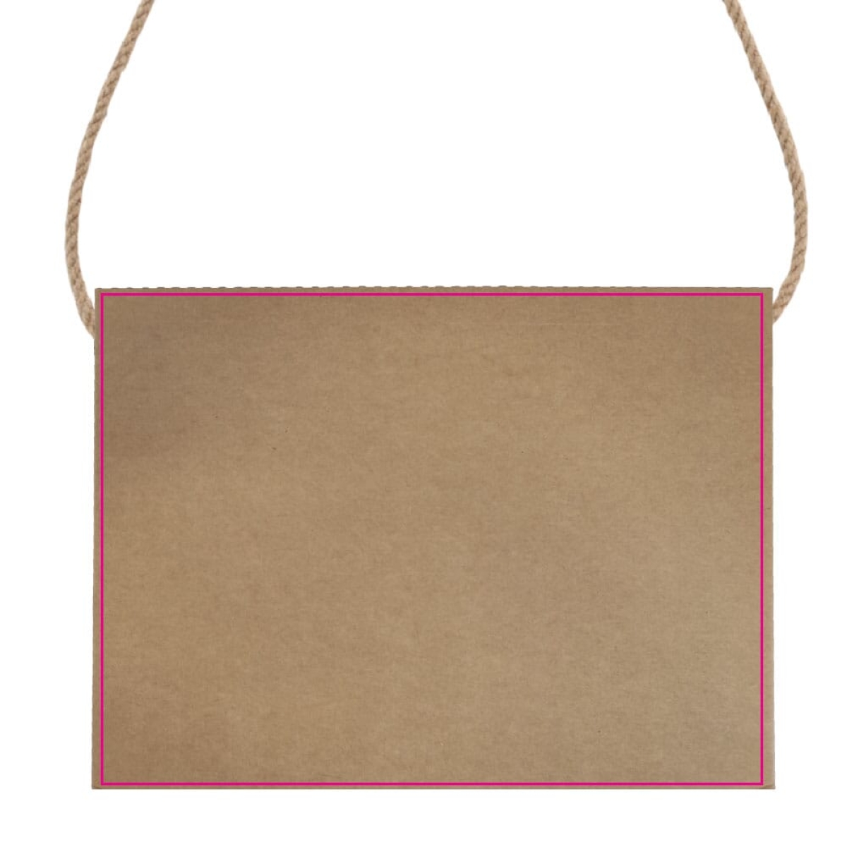 Kartonnen tas 'doos-model' 425 g/m² - A4 liggend - bruin - jute koord - zijde 1