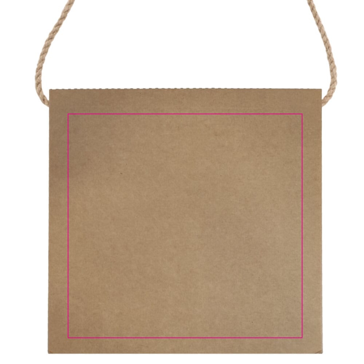 Kartonnen tas 'doos-model' 425 g/m² - 35 x 11 x 35 cm - bruin - jute koord - zijde 1 Kartonnen tas 'doos-model' 425 g/m² - 35 x 11 x 35 cm - bruin - jute koord - zijde 1