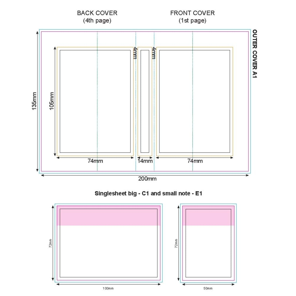 Zelfklevende memo's - papier - ca. 125 stuks - grote/kleine memo's - cover enkelbladsbedrukking grote en kleine blok