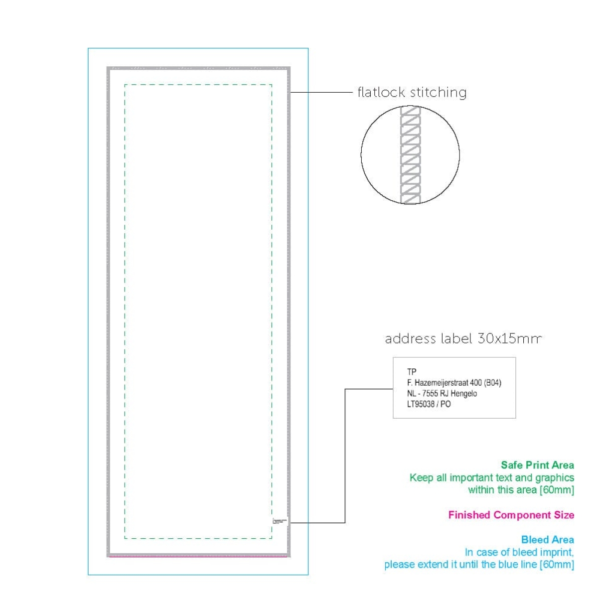 Custom made sporthanddoek - 80 x 30 cm - 150 g/m² - microvezel - met zakje - handdoek zijde 2