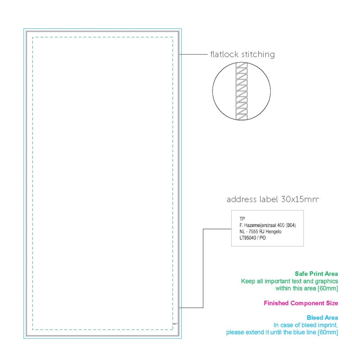 Sneldrogende handdoek met custom-made Print en tas - handdoek zijde 2