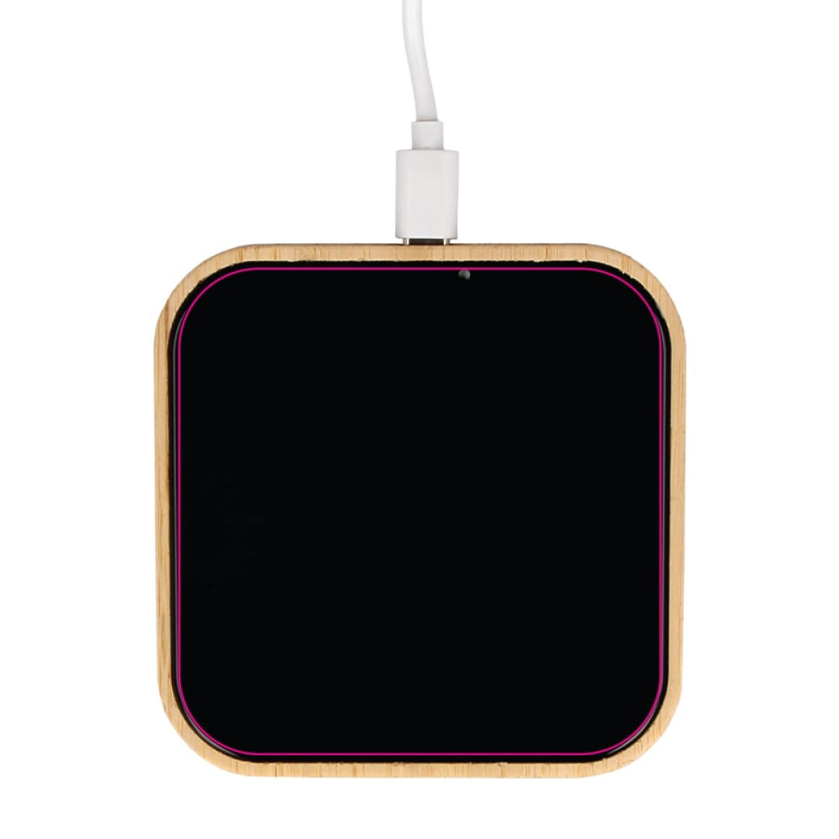 Oplader - 10W - bamboe en glas - draadloos - 90 cm oplaadkabel - bovenzijde